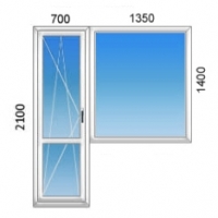 Балконная дверь + глухое окно КВЕ 2050х2100