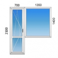 Балконная дверь + глухое окно Rehau 2050x2100