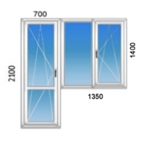 Балконная дверь + окно Rehau 2050x2100