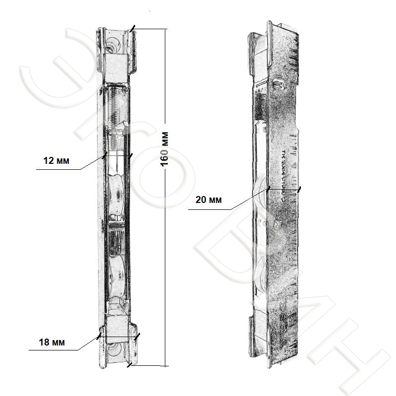 Технические характеристики и габаритные размеры каретки Esra