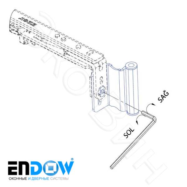 Верхняя петля створки Endow крепление к ножнице